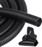 CrocSee 25ft - 1/2 inch Flame Retardant Split Wire Loom Tubing with Installation Tool - Flexible Wire Covers Cord Protectors - Black - Image 2