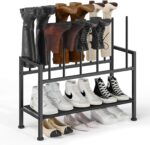 DIMJ Free Standing Shoe Racks - 3-Tier Boot Rack, Black Metal Storage Organizer for Tall Boots, Sneakers, Closet Organizer, Multiuse Shoe Rack, Fits 6 Pairs - Image 2