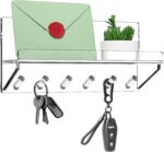 Decorative Wall Key Holder - Acrylic Mounted Key Hooks with Shelf, Entryway Rack, Mail Organizer, Living Room Decor (Clear) - Image 2