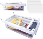 EVNE Refrigerator Drawers Fridge Drawer Organizer Fridge Organizer Drawers Small Size Refrigerator Shelf Pull Out Shelf Storage, Storage Egg Deli Cheese Meat 4 Liners Mats Included 15'' Max Size - Image 2