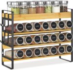 EsLuker.ly Spice Seasoning Rack Organizer Kitchen Countertop, 4 Tier Bamboo Spice Shelf Holder Storage with 4 Hooks, Wall Mounted Freestanding Stand for Pantry, Quick Spice Access(Jars Not Included) - Image 2