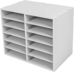 Gdrasuya10 Desktop Literature Organizer Office File Sorter Mail Center Magazine Holder Paper Cabinet with Adjustable Shelves Mailbox for Office Home School Classroom Shelves, 12 Slots, White - Image 2