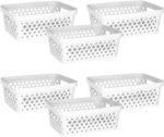 Glad Plastic Storage Basket Set, Value Pack of 6 | Open Storage Bins for Shelves, Bathroom, Pantry, Closet | Nesting Organizer Boxes with Handles, 2 Gallon, White - Image 2