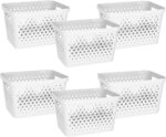Glad Plastic Storage Basket Set, Value Pack of 6 | Open Storage Bins for Shelves, Bathroom, Pantry, Closet | Nesting Organizer Boxes with Handles, 4 Gallon, White - Image 2