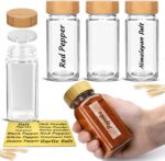 Glass Spice Jars with Bamboo Airtight Lids - (4 Pack) - 4 oz Square Spice Bottles with Shaker Lids - Clear Empty Shaker Seasoning Jars with Preprinted Spice Jars Labels for Spice Rack, Drawer, Cabinet - Image 2