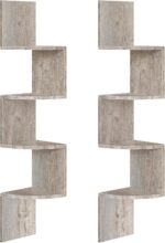 HOOBRO Corner Shelf Wall-Mounted, Set of 2 Floating Corner Shelves, 4-Tier Corner Bookshelves for Wall Decor in Living Room, Bedroom, Bathroom, Home Office, Greige BG25BJP201 - Image 2