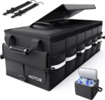 HOTOR Car Trunk Organizer - Trunk Organizer for SUV with Removable Cooler Bag, Foldable Cover, 3 Compartment Car Storage Essential Car Accessories for Truck, Van & Sedan, Black, 33.1" x 12.6" x 11.0" - Image 2