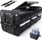 HOTOR Trunk Organizer - 3-Compartment Car Organizer and Storage with Cooler Bag, Foldable Car Storage Organizer for SUV with Handles & Strap for Shopping, Picnic, 33.1" x 13.0" x 11.8", Black - Image 2