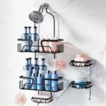 KEGII EXTRA Soap Holders x2 Shower Caddy Hanging, Never Rust Over Showerhead Organizer, Built in 9 Shaver Hanging hooks - Image 2