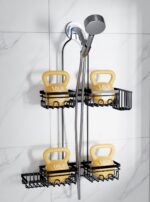 KEGII Shower Caddy Hanging for Handheld Showerheads, Rustproof Hanging Shower Organizer with Soap Dish, Toothbrush Holder and Hooks, Over Showerhead Caddy for Bathroom - Image 2
