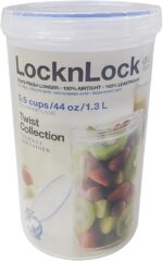 LOCK & LOCK Easy Essentials Twist Food Storage lids/Airtight containers, BPA Free, Tall-44 oz-for Pasta, Clear - Image 2