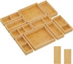 Lifewit Drawer Organizers 10 Pack(22 Grid) with 12 Inserts, Adjustable Bamboo Wooden Drawer Dividers, Stackable Storage Box for Utensils, Silverware, Makeup, Junk in Kitchen/Bathroom/Office/Vanity - Image 2