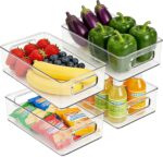 LotFancy Refrigerator Organizer Bins, 4 Pack,10x6x3 in, BPA Free Clear Plastic Storage Bins for Pantry Organization, Stackable Containers with Handles for Fridge, Kitchen Drawer, Freezer, Cabinet - Image 2