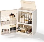 Makeup Organizer with Drawers,Skincare Organizer for Vanity,Large Cosmetic Display Case with Handle,Storage Organizers with Cover and Makeup Brush Holder for Dresser, Bathroom Countertop - Image 2