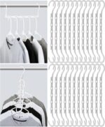 Mr. Pen- Space Saving Hangers for Clothes, 24 pcs, White, Bulk Plastic Multi Clothes Hangers Space Saving, 5 Slots, 360° Rotating Hooks - Image 2