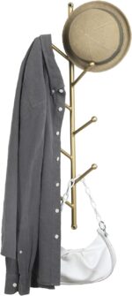 MyGift 8 Hook Wall Mounted Modern Gold Tone Metal Hat and Coat Hanger Tree, Decorative Entryway Vertical Hanging Garment Rack with Branch Style Hooks for Umbrellas Scarves Purses - Image 2
