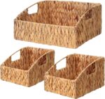 Ollieroo Rattan Storage Baskets, Handwoven Wicker Storage Bins with Built-in Handles, Storage Container Baskets for Shelves, Bedroom, Bathroom, Laundry Room or Kitchen(Natural) - Image 2