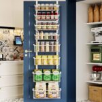 Over The Door Pantry Organizer, 8-Tier Over The Door Organizer with Adjustable Baskets, Metal Hanging Spice Rack for Pantry Organizers and Storage, Suitable for Kitchen Laundry Room & Bathroom, White - Image 2