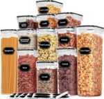 PRAKI Airtight Food Storage Containers with Lids, 12PCS Plastic Kitchen Storage Containers for Pantry Organizers and Storage - Cereal, Rice, Flour and Sugar Containers with Labels & Marker - Image 2