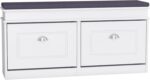 Panana Shoe Storage Bench, Shoe Rack with Padded Seat Cushion, Shoe Cabinet with 1/2 Flip-Drawer for Closet Hallway Mudroom (White, 2 Drawers) - Image 2