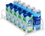 Puricon Drink Organizer for Fridge Pusher Glide, Spring Loaded Fridge Drink Dispenser, Self Pushing Soda Can Organizer for Refrigerator, Beer Bottle Beverage Organizer Drink Holder -2 Rows, White - Image 2