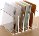 SANRUI Acrylic File Organizer, Clear Magazine File Holder Desk Organizer for Office Organization and Storage with 5 Vertical Compartments, Desktop Bookshelf for Home Office Organization - Image 2