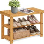 SONGMICS Shoe Rack Bench, 3-Tier Bamboo Shoe Storage Organizer, Entryway Bench, Holds Up to 286 lb, 11.3 x 27.6 x 17.8 Inches, for Entryway Bathroom Bedroom, Natural ULBS04N - Image 2