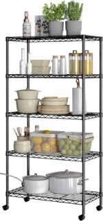 Seville Classics Solid Steel Wire Shelving Storage Unit Adjustable Shelves Organizer Rack, for Home, Kitchen, Office, Garage, Bedroom, Closet, Black, 5-Tier, 30" W x 14" D (New Model) - Image 2