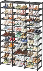 Shoe Rack Large Capacity 72 Pairs Tall Shoe Shelf, 3 Row 12 Tiers Sturdy Metal Shoe Organizer for Entryway, Closet, Bedroom, Black - Image 2