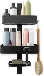ShowerSMART Rust Resistant Shower Caddy, Wall Mount Shower Storage & Rack with Adjustable Shelves, Easy Clean Trays & Magnetic Hooks for Bathroom Remodel Upgrades, Black - Image 2