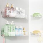 Sotfamily Clear Shower Caddy, Acrylic Wall Mounted Shower Shelves with Soap Dish & Adhesive Pads for Bathroom Organizers and Storage, No Drill Shower Caddies for Bathroom Decor - Image 2