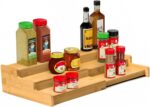 Spice Rack, 3-Tier Expandable Bamboo Spice Rack Organizer for Cabinet - Kitchen, Pantry and Cupboard Storage Organizer - Image 2