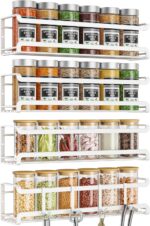 Spice Rack wall mounted 4 Pack, Space-Saving Spice Organizer for Spice Jars and Seasonings,Screw or Adhesive Hanging Spice Rack Organizer for Your Kitchen Cabinet,or Pantry Door,White - Image 2