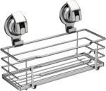 Suction Cup Shower Caddy, Shower Shelf Soap Dish with Hooks for Razor, Sponge, Rust Proof 304 Stainless Steel, Silver - Image 2