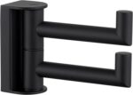 Suyar Matte Black Double Towel Hook, SUS304 Stainless Steel Bathroom Robe Coat Hook with 2 Swivel Arms, Rotating Towel Holder for Kitchen RV Storage, Wall Mounted - Image 2