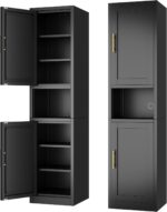 Tall Narrow Storage Cabinet 66.93" H Tall Bathroom Cabinet Metal Pantry Cabinets, 4 Adjustable Shelves for Kitchen, Home Office, Living Room, Dinning Room (16 inches Wide Black) - Image 2