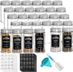 Tebery 30 Pack Round Spice Bottles Jars with Silver Lids, 3oz Empty Glass Spice Containers Shakers Complete Organizer Set Includes Shaker Lids, Wide Funnel, Labels and Cleaning Brush - Image 2