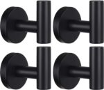Towel Hooks Bathroom Coat Robe Wall Hook Heavy Duty Door Hanger Towel Robe Clothes Cabinet Closet Sponges Rack for Bathroom Bedroom Kitchen Hotel Pool 4 Packs Black(Drilling Installation) - Image 2