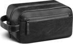 Travel Toiletry Bag for Men and Women, Travel Shaving Dopp Kit Water-resistant Bathroom Toiletries Organizer PU Leather Cosmetic Bags (Black) - Image 2