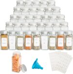 UMEIED 36pcs Glass Spice Jars with 216pcs Spice Labels, 4Oz Empty Square Glass Jars Containers with Shaker Lids and Metal Caps, Square Seasoning Jars Bottles for Spice Rack, Cabinet, Drawer - Image 2