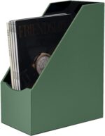 UnionBasic Magazine File Holder, Leatherette Desktop Document Organizer, Home Office Paper Holder File Storage Literature Sorter, Malachite Green - Image 2
