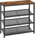 VASAGLE Shoe Rack for Entryway, 4-Tier Shoe Rack Organizer with Storage Shelves and Spacious Top, Freestanding, Adjustable, Industrial, Rustic Brown and Ink Black ULBS040B01 - Image 2