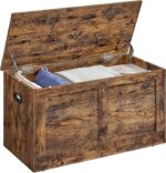 VASAGLE Storage Chest, Storage Trunk with 2 Safety Hinges, Storage Bench, Shoe Bench, Farmhouse Style, 15.7 x 31.5 x 18.3 Inches, for Entryway, Bedroom, Living Room, Rustic Brown ULSB064K01 - Image 2