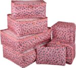 Vercord 7 Set Travel Packing Organizers Cubes Luggage Suitcase Organizer Bags Clothes Underwear Cube Shoe Pouch Pack Pink Leopard - Image 2