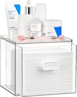 Vtopmart Disposable Facial Towels Holder,Clear Storage Drawer Compatible with Clean Skin Club Towel XL,Acrylic Box Hold 50 Count,Stylish and Functional Bathroom Accessory for Coutertop Organization - Image 2