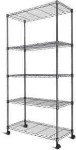 Whitmor 5-Tier Heavy Duty Shelving Unit, Metal Adjustable Storage Shelves, 2000 lbs Capacity for Pantry, Kitchen, Closet, Laundry, 29.6" L x 13.7" W x 59.4" H, Black - Image 2
