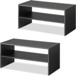 Whitmor Wood Stackable 2-Shelf Shoe Rack, 24 INCH, Espresso，2 Pack - Image 2