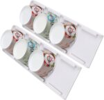 Yogurt Organizer for Fridge, Yogurt Holder for Refrigerator Greek and Vegan Yogurt Organizer Slider Yogurt Organizer Sliding Yogurt Holder w/Adhesive Tapes for 4 Yogurts of 3.75 inch, 2 Pack - Image 2