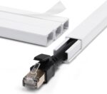 ZhiYo Cord Hider Wall for One Cord, 68in Cord Covers for Wires on Wall, Easy Install Cable Cover Wall, Cable Raceway White Hide Cords, Cable Hider Cord Management Wall, 4X L17in W0.6in H0.4in - Image 2