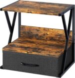 aboxoo Printer Stand for Desk with Storage Drawer, 2 Tier Desktop Or UnderDesk Shelf, Multi-Purpose Desk Organizer for Home Office, fit Fax Machine/3D Printer/Scanner, Rustic Brown - Image 2